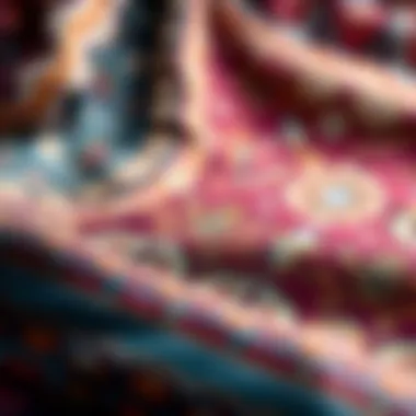 Intricate Patterns of Silk Shawls Close-up of intricate patterns on a silk shawl