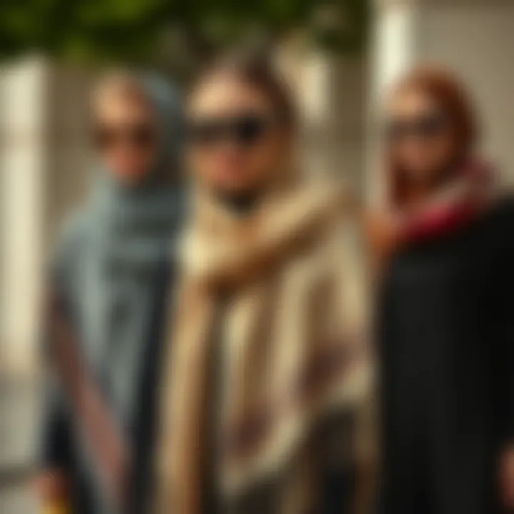 Fashionable versatility of Jan Jan shawls worn in different styles.