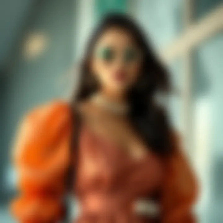 A stylish puff dress paired with trendy accessories for a modern look