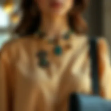 Stylish accessories complementing a beige blouse