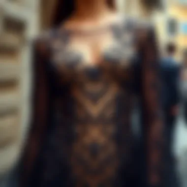Modern Closed-Dress Adorned with Intricate Details Modern closed-dress adorned with intricate details