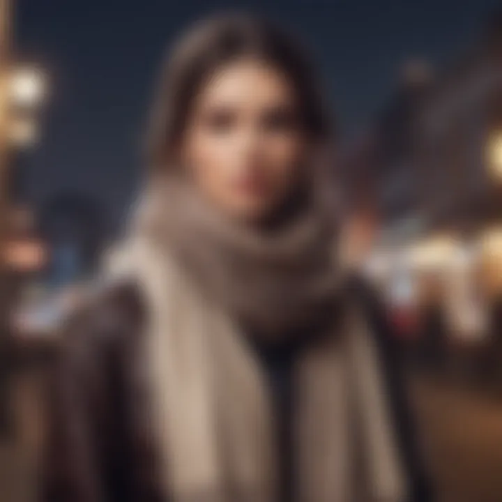 A chic ensemble featuring a scarf as a focal accessory, blending functionality with fashion.