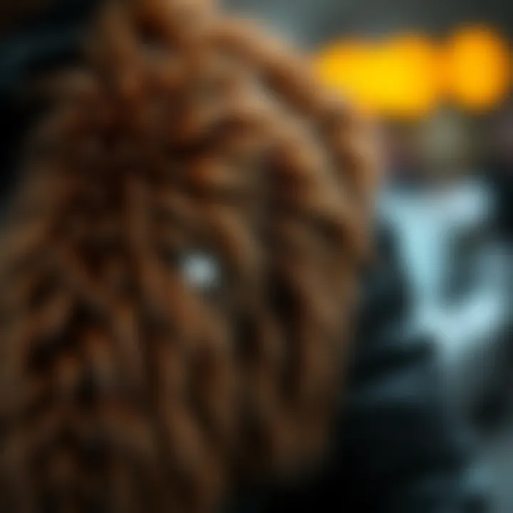 Intricate Fur Craftsmanship Close-up of intricate fur details on biker jacket