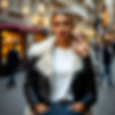 Elegant Outfit Combinations Fashionable outfit pairing with a fur biker jacket