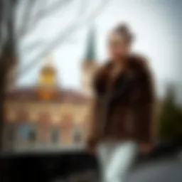 Luxurious brown fur jacket styled with elegance