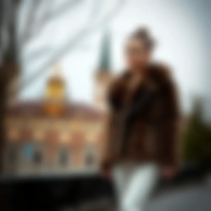 Luxurious brown fur jacket styled with elegance