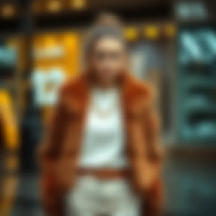 Fashionable outfit combination featuring a brown fur jacket