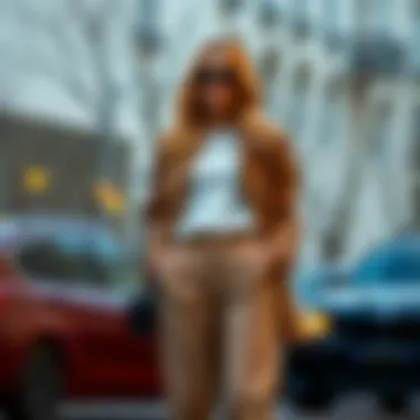 Stylish Outfit with Thick Trousers An ensemble featuring thick trousers paired with fashionable accessories