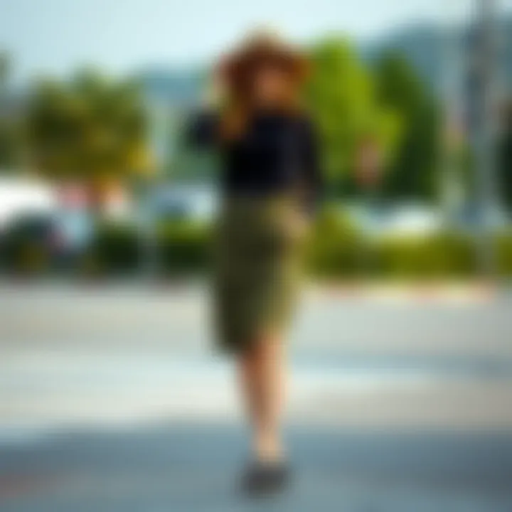 Relaxed yet fashionable cargo skirt ensemble