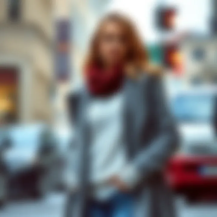 Layered Fashion for a Trendy Winter Fashionable layered look with an oversized wool coat, accentuating curves