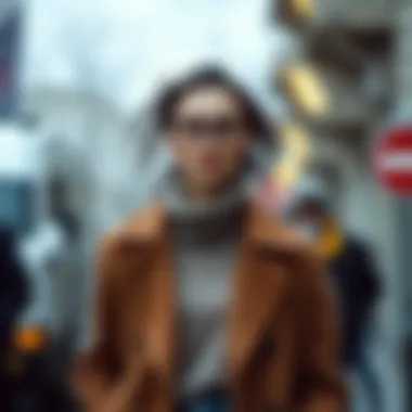 Stylish Ensemble with a Winter Coat A stylish woman pairing a coat with modern attire