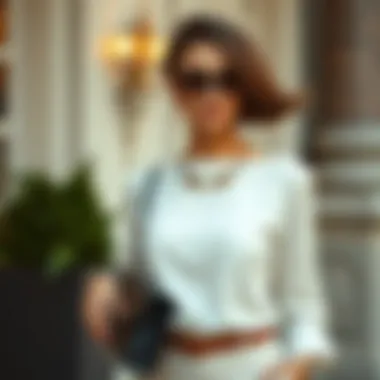 Elegant boat neck blouse styled with chic accessories