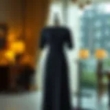 Elegant boat neck dress displayed in a chic setting