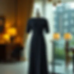 Elegant boat neck dress displayed in a chic setting