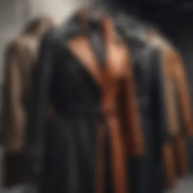 Variety of Kayra Coats on Display A selection of Kayra coats hung elegantly to showcase variety.