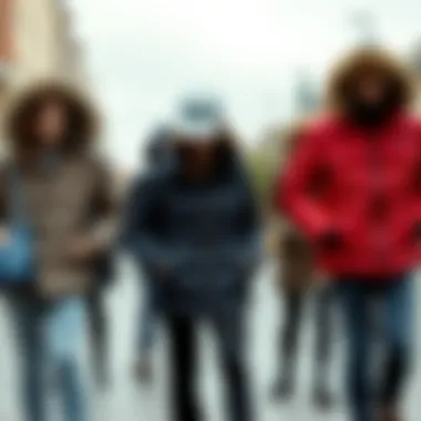 Variety of down jackets in different styles for various occasions