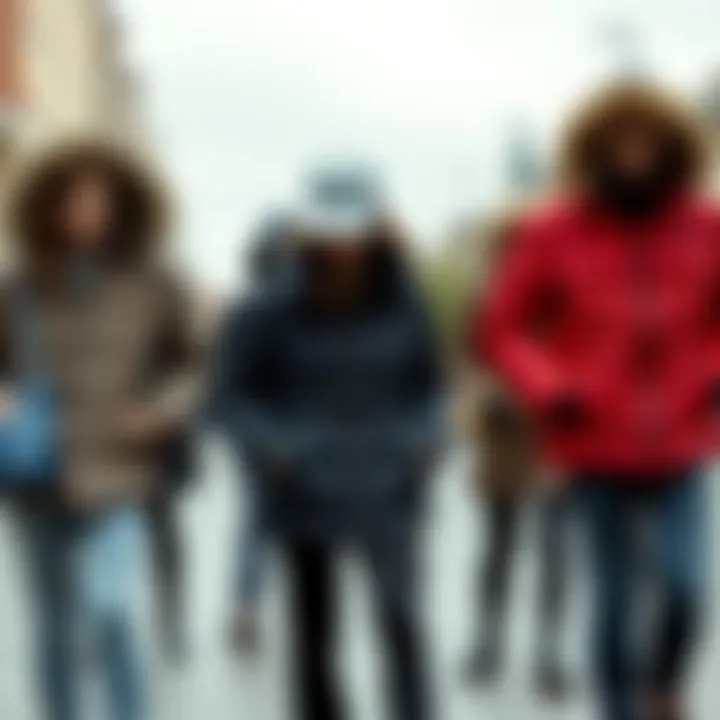 Variety of down jackets in different styles for various occasions