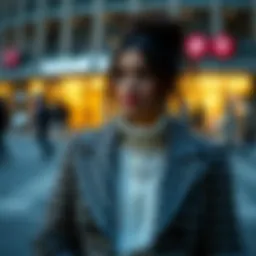 Chic houndstooth coat on a stylish model