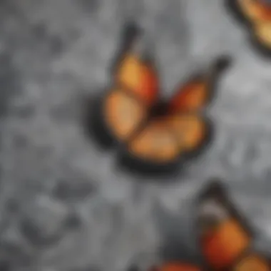 Intricate Design Details of a Butterfly-Printed Fabric Close-up of intricate design details on a butterfly-printed fabric