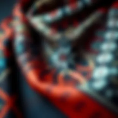 Close-up of intricate scarf design