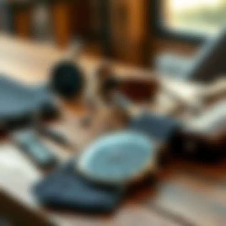 Stylish Suit Accessories Stylish suit accessories on a wooden table