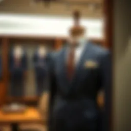 Stylish herringbone suit on a mannequin
