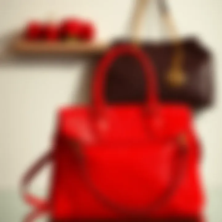 The Elegance of Red Handbags A striking red handbag elegantly displayed against a neutral background.