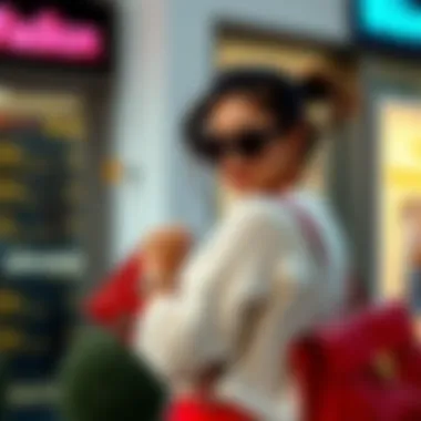 Fashion Statement: Red Bag in Action A fashionable individual showcasing a red bag in a stylish outfit.