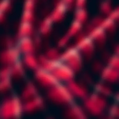 Detail View of Red Checkered Fabric Close-up of red checkered fabric showcasing texture and pattern intricacies.