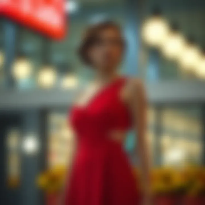 Trendy red dress with modern cuts and details