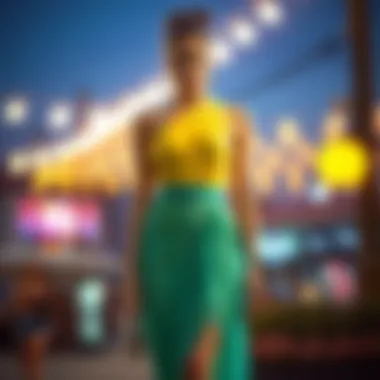 Vibrant Charm: Unique Short Cocktail Dress Vibrant colored short cocktail dress with unique design