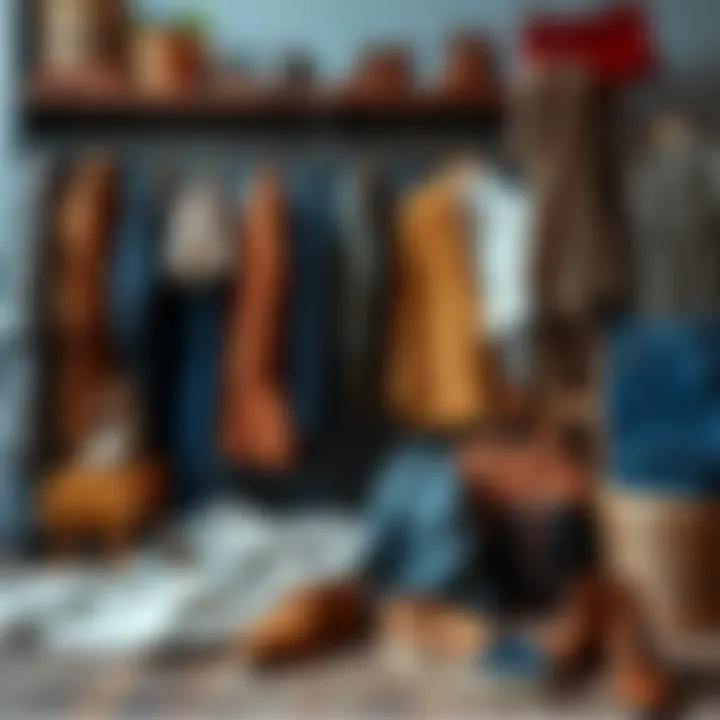 A variety of classic clothing pieces arranged artistically