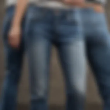 The Evolution of Jean Styles Over Time A vintage pair of jeans displayed alongside modern styles