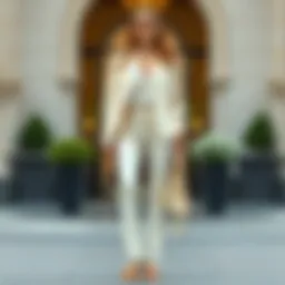 Chic outfit featuring cream pants styled with a tailored blazer.