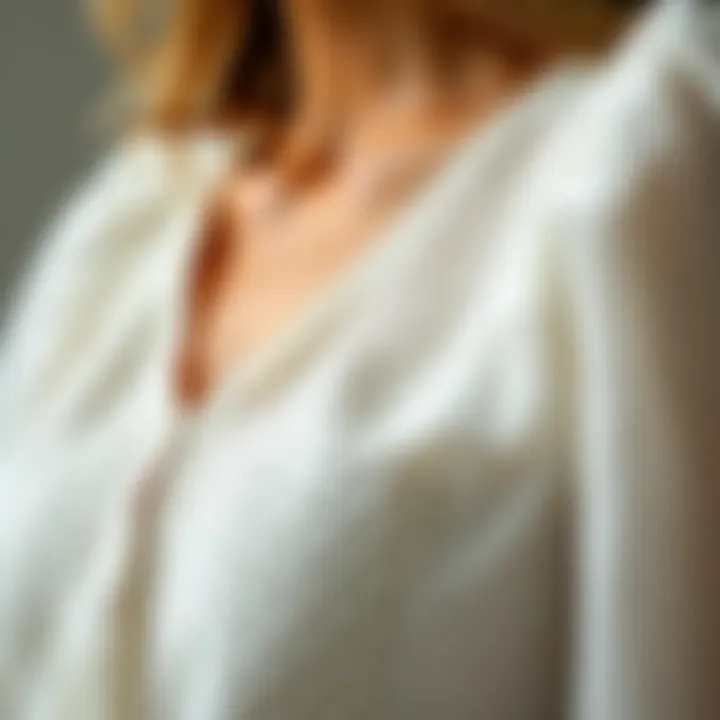 Close-up of the intricate fabric of a crepe blouse highlighting its quality
