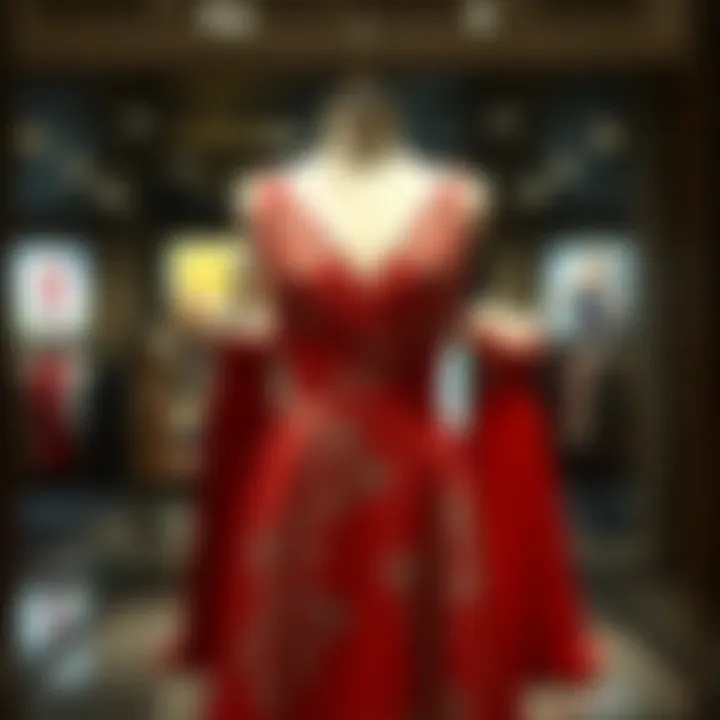 Elegant crisscross dress displayed on a mannequin