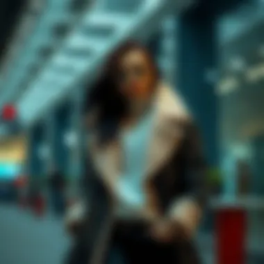 Fashionable lambskin coat in a trendy setting