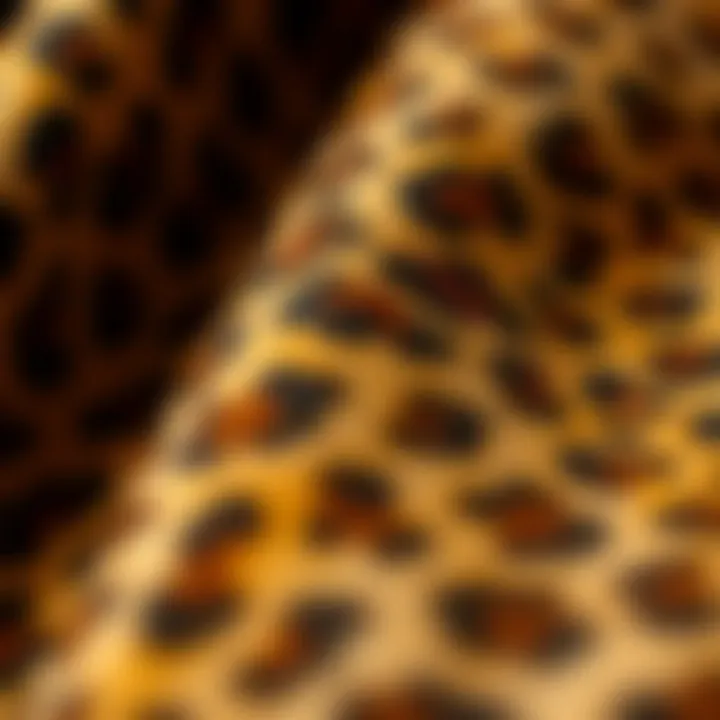 Detailed View of Leopard Print Fabric Close-up of leopard print fabric showcasing the pattern
