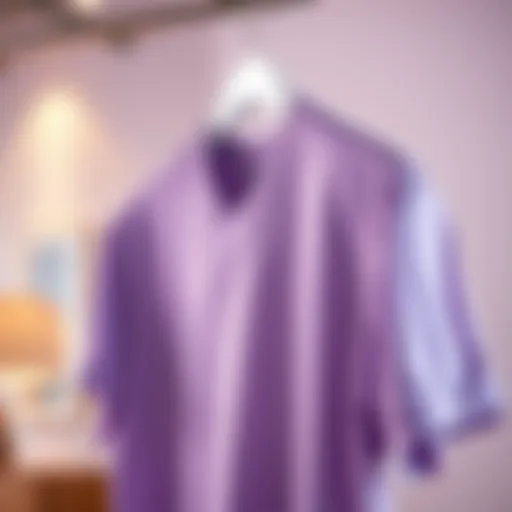 The Chic Appeal of Lilac in Contemporary Fashion Stylish lilac t-shirt on a hanger showcasing modern fashion trends