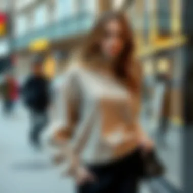 Elegant long-sleeved sweater styled for a chic casual look.