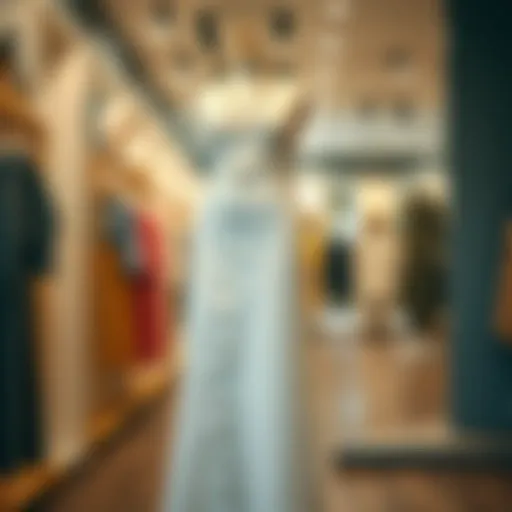 Stylish long white denim skirt showcased on a mannequin in a boutique