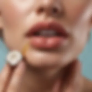 Nourished Lips Enhanced by Coconut Oil An artistic arrangement of luscious lips with a hint of coconut oil application