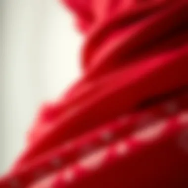 Close-up of luxurious fabric of a red dress