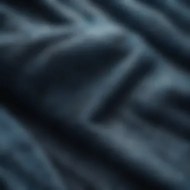 Quality Fabric Texture of a Winter Coat A close-up of the fabric texture of a blue winter coat, highlighting its quality and warmth.