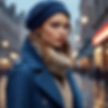 Fashionable Winter Outfit with Blue Coat A fashionable winter outfit featuring a blue coat paired with stylish accessories.