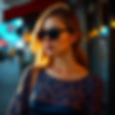 Fashionable outfit pairing with accessories for a blue lace dress