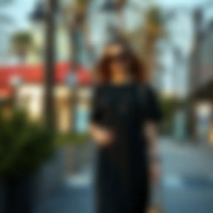 Casual look featuring a midi black dress with accessories