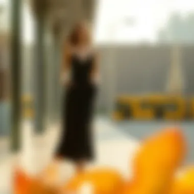 Fashion designer showcasing their take on the midi black dress