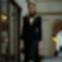 Elegant midi black dress styled for a formal event