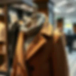 Stylish winter coat on a mannequin in a boutique